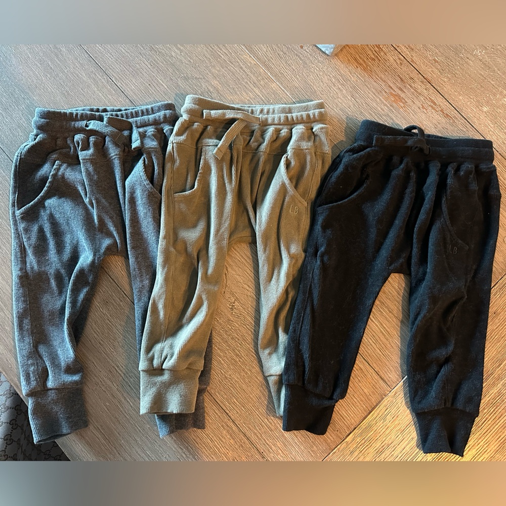 LOT Little Bipsy Ribbed Joggers - Gray, Olive, and Black